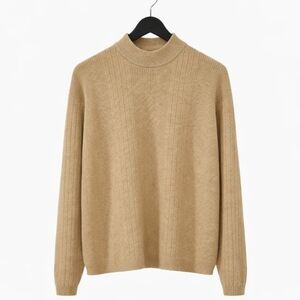 J Ferrar Tan Merino Wool Womens Mock Neck Sweater Sz XL